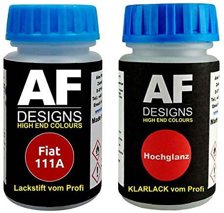 Touch Up per Fiat 111A Rosso Sfrontato + Vernice Trasparente Da 50ml Auto Base Set