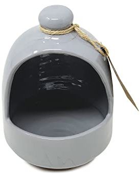 Verano Spanish Ceramics Rustic Pastel Hand Dipped Salt Pig - Home Kitchen Restaurant Café Decorative Décor - Salt Cellar Pepper Seasoning Holder Caddy Spices Condiments Storage Pot - Grey