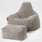 Lounge Pug - Gaming Sitzsack Sessel mit Hocker - Cord Nerzfarben - Teardrop - Sitzsack Sessel