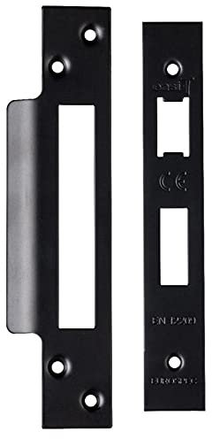 LOOPS Square Forend Strike and Fixing Pack - Suitable for Sashlocks - Matt Black | Forend Strike & Fixing Protective Plate Set - Door Lock Furnishings - Forend Plate, Strike Plate and Screws Included