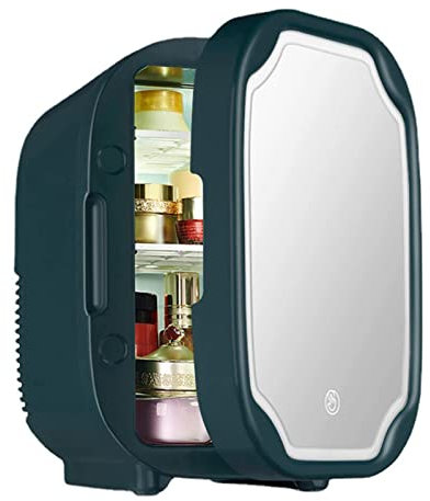 Yadlan Mini Frigo 8L Portatile Frigorifero Elettrico con Specchio per Trucco a LED con Funzionamento di Raffreddamento e Riscaldamento, per Conservare la Cibo Medicinali Cosmetico(Color:Verde)