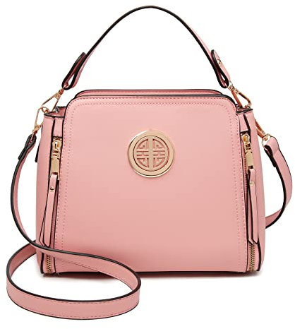Miss Lulu Umhängetasche Damen Schultertasche Handtasche Crossbody Taschen Henkeltasche Mädchen PU Leder Top Griff Tasche(Rosa)
