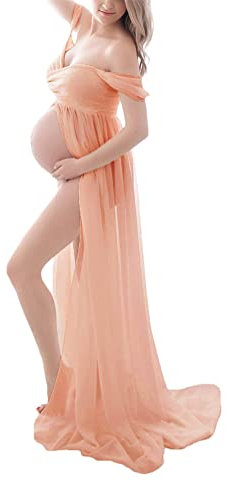 ORANDESIGNE Abito Premaman per Photogragh per Foto da Sposa a Fiori per Le Donne Gravidanza Baby Shower Matrimonio Photoshoot Party C Rosa M