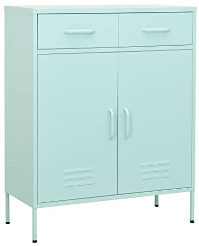 YITHOPI Lagerschrank,Freistehender Büroschrank Beistellschrank,Haushaltsschrank,Metallschrank Lagerschrank,für Unternehmen,Büro,Schule,Garage,Minzgrün 80x35x101,5 cm Stahl(Einfacher Zusammenbau)