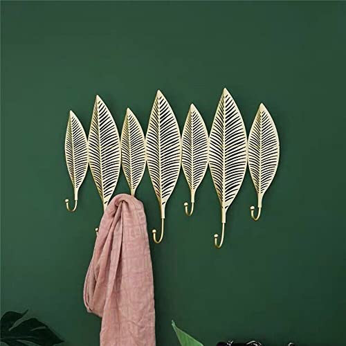 Garderobenhaken, Golden Blätter Kleiderhaken 7 Haken Garderobenleiste Wandgarderobe Wandhaken Wohnzimmer Dekoratives für Hüten Schlüsseln Handtüchern