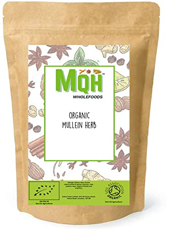 Organic Mullein Leaves Herb (Verbascum Thapsus) Dried Cut Herbal Tea Premium Quality! Soil Association Certified (100g)