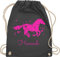 Turnbeutel Rucksack - Pferd - Pferde Geschenk Mädchen - Unisize - Dunkelgrau - kindergarten pferderucksäcke pferden horse beutel schule pferderucksack pferdemotiv sportbeutel maedchen