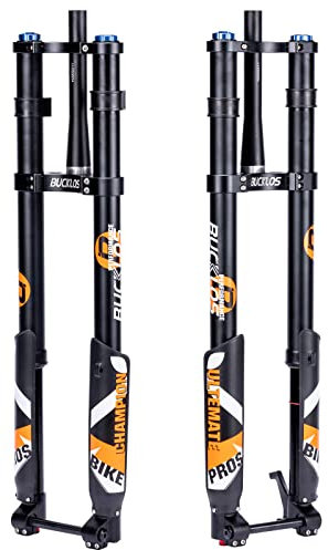 BUCKLOS Elektrisches Mountainbike, Luftfederung, umgekehrte Downhill-Gabel, Steckachse, 15 x 110 mm, Federung, 140/180 mm, Rückprallverstellung, 3,8 cm gerade, konische Scheibenbremse
