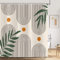 ASDCXZ Rideau de Douche Boho 180x200 cm, Art Abstrait Moderne Style Boho Feuilles Vertes Ligne de Soleil Orange Beige Lavables Rideau Douche imperméable en Textile pour Baignoire avec 12 Crochets