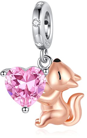Annmors Charm 925 Sterling Silber Bead Charms Squirrel with Cubic Zirconia für Europäische Armbänder und Halskette,Schmuck Geschenk für Damen Herren