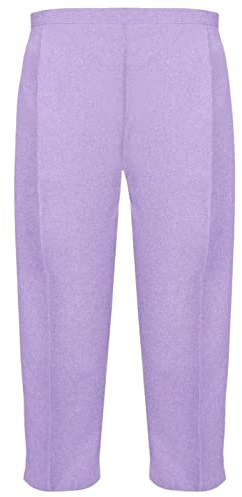 MyShoeStore Ladies Womens 3/4 Three Quarter Half Elasticated Trouser Plain Capri Cropped Stretch Trousers Plain ¾ Length Pants Summer Shorts Plus Big Sizes 10 to 24 (Cationic 3/4 Lilac, 24)