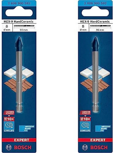 Bosch Professional 1x Expert HEX-9 HardCeramic Drill Bit (Accessories Rotary Impact Drill), Grey, 8 mm (Pack of 2)