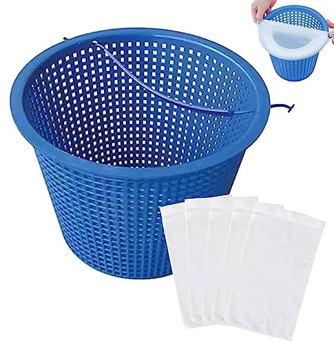 Panier de Bassin de Piscine Panier de Piscine Panier de Filtre en Plastique Panier de Nettoyage de Piscine avec poignée et 5 pcs Piscine Skimmer Chaussettes pour Les Accessoires