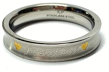 Ring Edelstahl forever love bicolor Herz Statement matt Bandring #62
