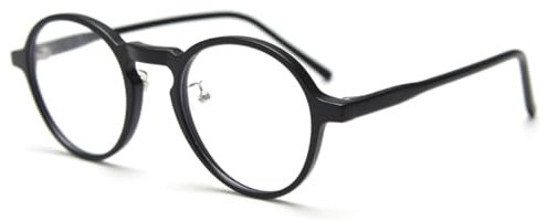 kachawoo Runde Gläser Rahmen TR90 Brillen Retro Gläser für Männer Frauen Klare Linse Brillen (matte black frame)