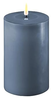 ReWu LED Kerze Deluxe Homeart, Indoor LED-Kerze mit realistischer Flamme auf einem Echtwachsspiegel, warmweißes Licht - Ice Blue 10 x 15 cm