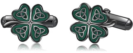 Vier Kleeblatt Manschettenknöpfe Sterling Silber Schwarz Grün Kleeblatt Smoking Manschettenknöpfe für Ehemann Vater Bruder