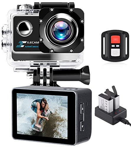 Xilecam Action Cam 4K 20Mp WiFi 2.4G Telecomando 4X Zoom (131FT) Fotocamera Subacquea Impermeabile con 2 Batterie da 1350 mAh e Accessori (grigio metallizzato)