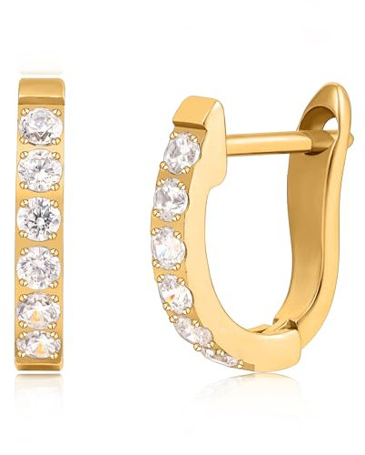 Limerencia Hypoallergen Reintitan Huggie Creolen Ohrringe, F136 Implant Grade Titanium kleine U-förmige Manschette Ohrringe Leichtgewicht für Frauen empfindliche Ohren (Gold, 10mm)