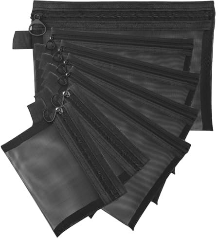 NVGVUP 7 Stück Mini-Kulturbeutel mit Reißverschluss, Mesh Reißverschluss Beutel, Kleine Kosmetiktasche, Nylon Transparente Federmäppchen, Aufbewahrung Taschen für Reise Kosmetik Bürobedarf
