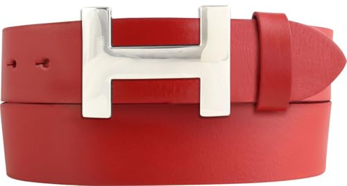 BELTINGER Designer Gürtel HENRY aus Vollrindleder 4 cm | Eleganter Ledergürtel für Damen und Herren 40mm | Silber glänzend | Rot 105cm