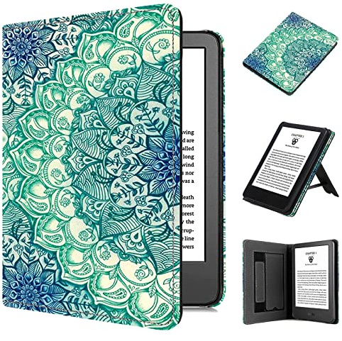 TOKILO Hülle für 6 eReader 2024 Release, PU Ledertasche mit Auto Wake/Sleep Handschlaufe Faltbarer Stand Kartensteckplatz, inkompatibel mit iPad Samsung 6 eReader, Smaragdmuster