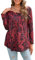 Enmain Tunic Tops for Women UK Long Sleeve Plus Size Tunic Tops for Leggings Longline Ladies V Neck Blouse Loose T Shirt Buttons Up Floral Printed Ladies Blouse,L4-Red/Black,3XL