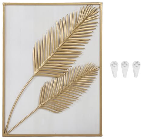 Natudeco Metall-Blatt-Wandkunst, Eisen, moderne, minimalistische Wandpaneele, goldene abstrakte hängende Heimdekoration für Wohnzimmer, Schlafzimmer, Büro, Hotel (B)