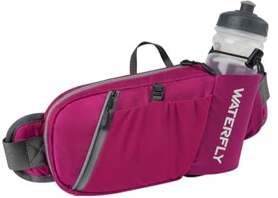 Waterfly Sac Banane Homme Femme: Ceinture de Course avec Porte Bouteille Unisexe Bumbag avec 5 Poches Petite Sacoche Banane de Sport pour Randonnée Cyclisme Balade Ville Vacances Rose Rouge