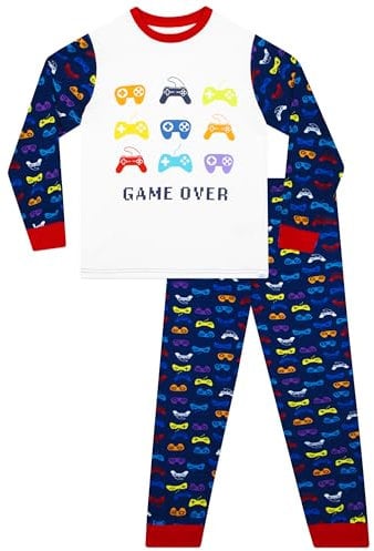 Harry Bear Boys Pyjamas | Gaming Pyjamas | Long Sleeve Boys' Pyjama Sets | Gaming PJs For Boys | Blue 7-8 Years