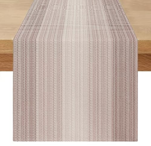 Tischläufer 180 cm Lang Outdoor Tischläufer Vintage Leinen Modern Abwaschbar Läufer Tisch Braun Garten Tischdecke Dekoration für Frühling Sommer Küche Hochzeit Esszimmer Party Urlaub Dekor