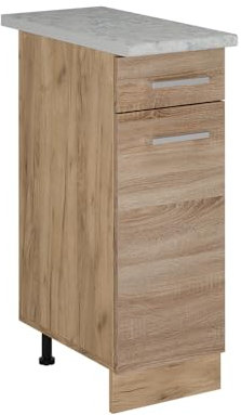 Vicco Küchenunterschrank R-Line, Schubladenschrank für die Küche, Sonoma, 30 cm AP Marmor