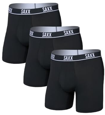 SAXX UNDERWEAR Herren Essential Performance Mesh Boxershorts Fly 3er-Pack, Schwarz, XL