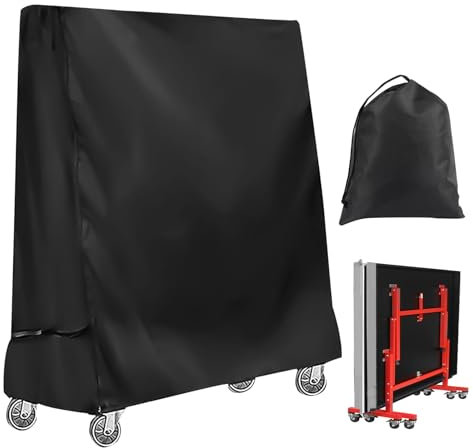 Hengrongshen Copertura per tavolo da ping pong per esterni, impermeabile 600D, in tessuto Oxford, copertura per interni ed esterni, antivento, protezione UV, antistrappo (185 × 70 × 165 cm)