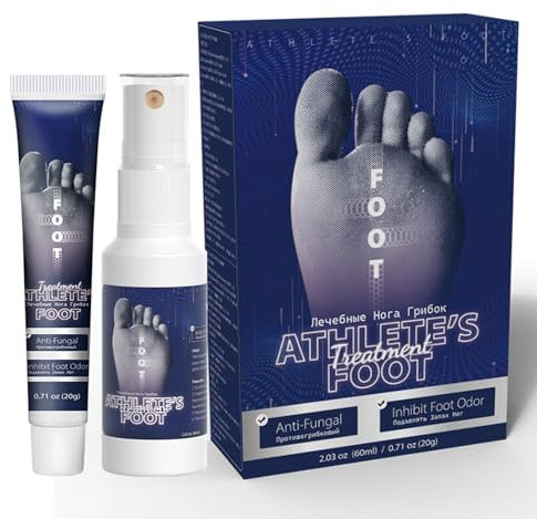 Creme Et Spray De Pied D'athlete,Anti Fongique Creme,Athletes Foot Spray,Traite Efficacement le Pied du Pied,Guerit et Previent les Infectio ns Fongiques,Soins des Pieds non Irritants (1pcs)