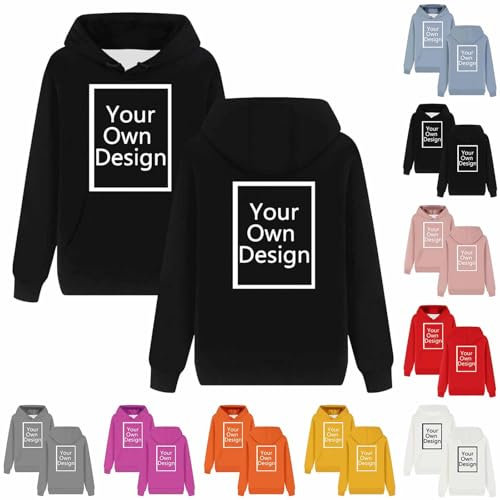 NZDFH Personalisierte Kapuzenpullover Herren/Damen - Hoodie Selbst Gestalten mit Bild und Text auf Vorder und Rückseite - Perfekte Personalisierte Geschenke Pullover Personalisiert Schwarz M