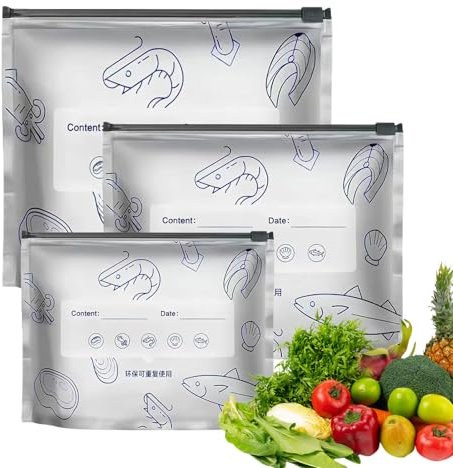 Reusable Food Storage Bags - Sealable Foil Pouch Bags for Packaging, Aluminium Foil Freezer Refrigerator Kitchen Organizer for Lunch Meats Candy Fruit Snacks Seafood
