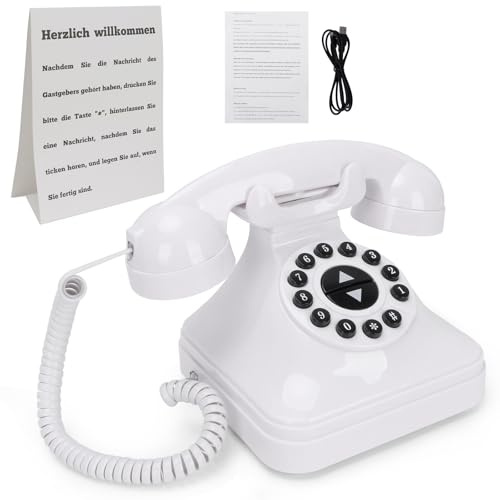Pabbyeey Audio Gästebuch Hochzeit Telefon – Hochzeit Gästebuch Alternative mit Sprachaufnahme – Telefonrecorder für Hochzeit, Geburtstag & Events – Audionachrichten direkt am Telefon abhörbar (weiß)