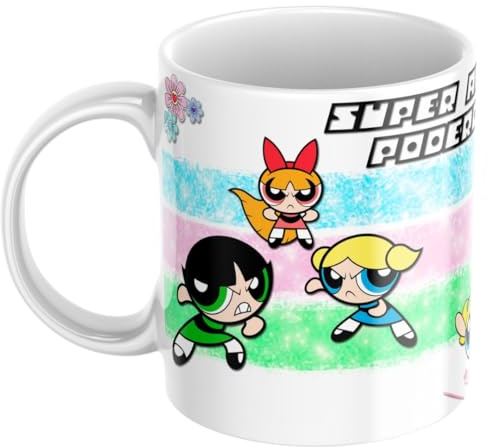 Taza Supernenas Mejores Amigas Poderosas Regalo Original - (Pétalo, Burbuja y Cactus) Cerámica 330 ml Apta Microondas y Lavavajillas (Super Amigas Poderosas)