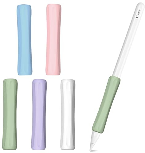TMZELOA 5 unidades de mango de silicona compatible con Apple Pencil Pro, Apple Pencil 2ª Generación, Apple Pencil 1ª generación y Apple Pencil USB-C Apple Pencil Mango Funda Protectora Ergonómica