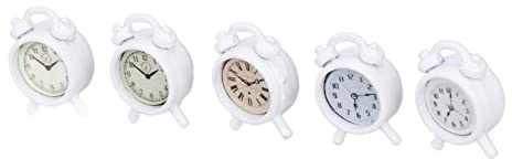 Hztyyier Miniatur-Wecker-Set mit 5 Lebensechten Design-Puppenhausmöbeln für Puppen Im Maßstab 1:12, Spielzeug aus Legiertem Material für Kinderspielhaus-Dekoration