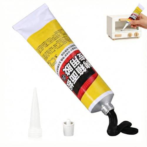 Nimblia 100g Hitzebeständiger Kleber, Hochtemperaturkleber Schwarz Feuerfestes Silikon, Backofen Kleber, Hitzebeständige Dichtmasse für Kaminofen, Mikrowelle, Induktionsherd, Dunstabzugshaube, Ofen