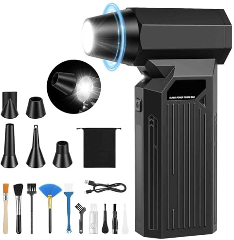 SEEVI Compressed Air Duster, 4-Speed Adjustable, Cordless Rechargeable Electric Air Cleaner for PC, Keyboard and Electronics, Portable for Home, Car and Office