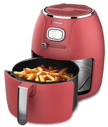 Westinghouse Retro Serie Airfryer, 4L, Heißluftfritteuse, 1500 W, Schnell & einfach, antihaftbeschichtet & spülmaschinenfest, mit digitalem Timer, Rot