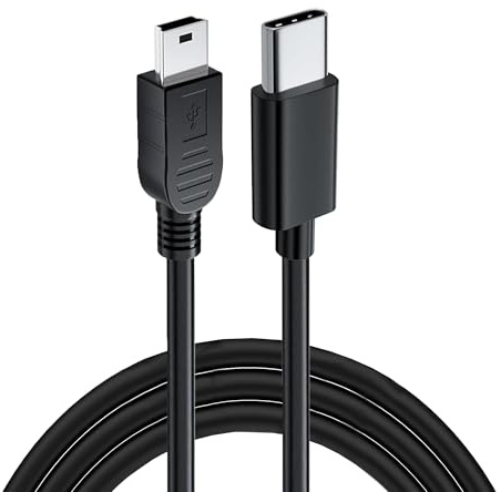 DUSTEWQ Replacement USB C to Mini USB cable, Mini-B 5-pin to Type-C data charging cable, compatible with Hero 3+, Canon Nikon cameras, Blue Yeti, PS3 controller, GPS, etc. (3FT)