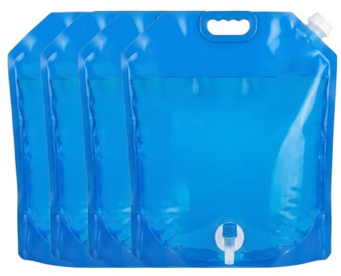 VStoy 4 Stück 10L Faltbarer Trinkwasserkanister, Outdoor, Camping Wassersack, BPA-frei, Leicht & Platzsparend für Reisen, Notvorrat (Blau)