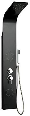 DP Grifería - Columna de ducha hidromasaje para baño (aluminio) color negro modelo Santorini