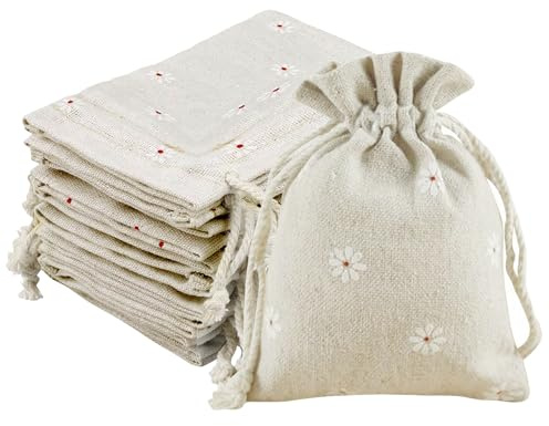 LHKJ Lot de 20Pcs Pochettes Sachets en Lin Chanvre Sachets en Jute avec Cordon