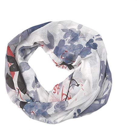 Euly Seide Cotton Loop Schal Loopschal Rundschal Schlauchschal Tuch Tücher Damenschal Traumfänger (Bunt Weiß-blau)