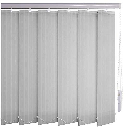 Sonnenschutz-HH® - Lamellenvorhang grau Leinenoptik mit Streifen lichtdurchlässig - Breite 210 cm x 200 cm Höhe - Lamellenbreite 127mm Vertikaljalousie Vertikalanlage Schiebevorhang